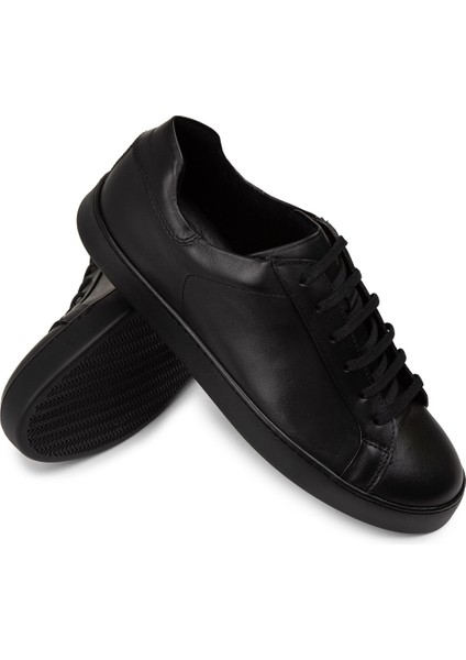 Deri Siyah Erkek Sneaker Ayakkabı - 01955Msyhc01