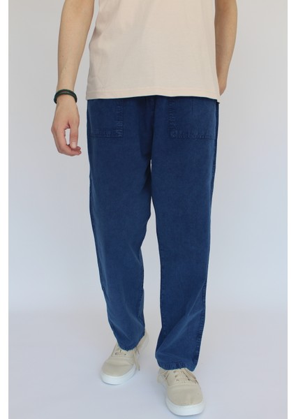 Unisex Yazlık Beli Lastikli Rahat Keten Pamuklu Serin Tutan İpli Bol Keten Pantolon