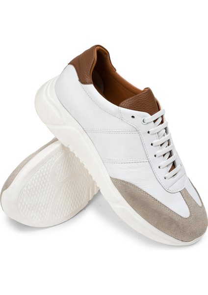 Deri Beyaz Erkek Sneaker Ayakkabı - 01961Mbyzp01