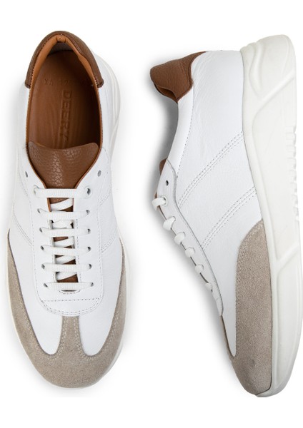 Deri Beyaz Erkek Sneaker Ayakkabı - 01961Mbyzp01