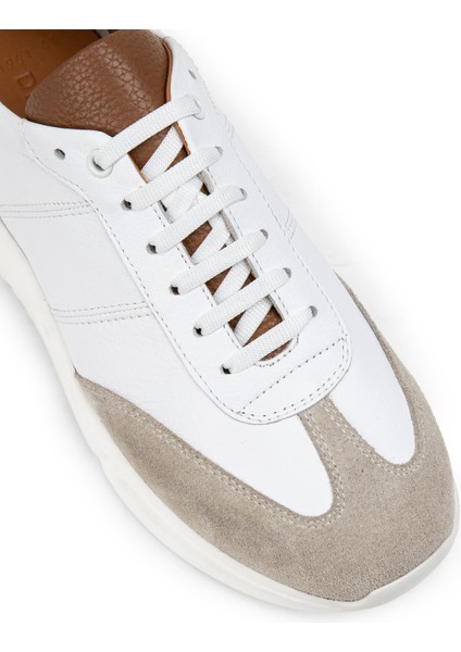 Deri Beyaz Erkek Sneaker Ayakkabı - 01961Mbyzp01