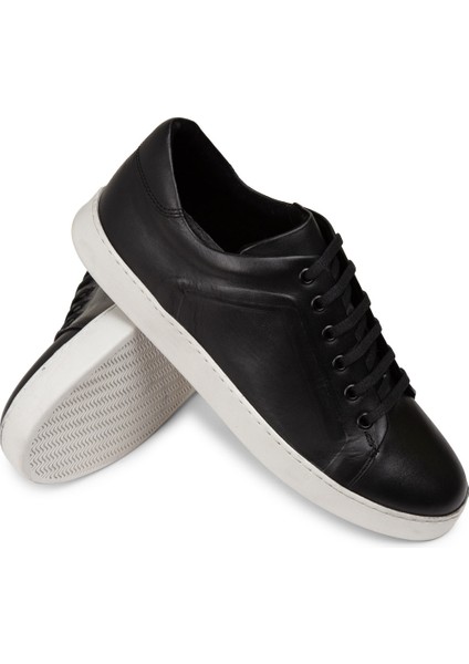 Deri Siyah Erkek Sneaker Ayakkabı - 01956Msyhc02