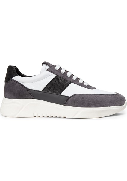 Deri Gri Erkek Sneaker Ayakkabı - 01963Mgrıe01