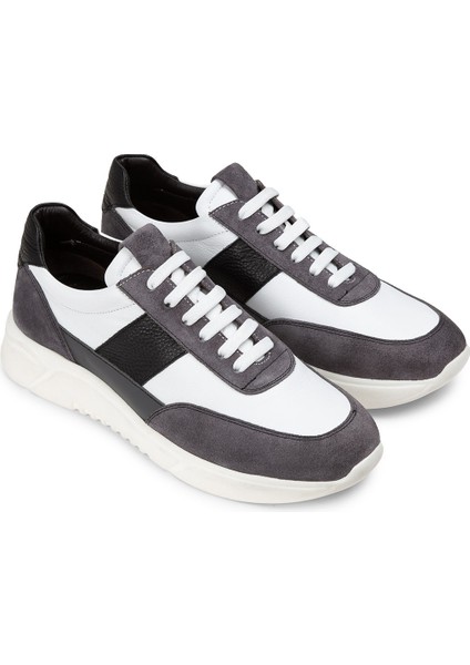 Deri Gri Erkek Sneaker Ayakkabı - 01963Mgrıe01