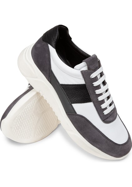 Deri Gri Erkek Sneaker Ayakkabı - 01963Mgrıe01