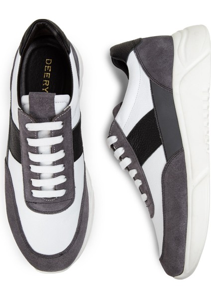 Deri Gri Erkek Sneaker Ayakkabı - 01963Mgrıe01