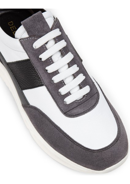 Deri Gri Erkek Sneaker Ayakkabı - 01963Mgrıe01