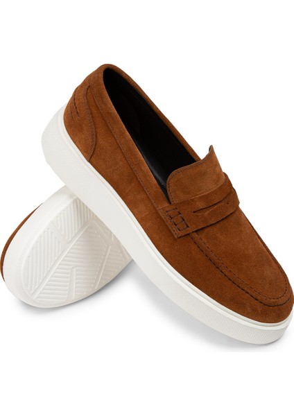 Süet Taba Rengi Erkek Loafer Ayakkabı - 01964Mtbae01