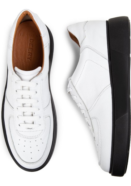 Deri Beyaz Erkek Sneaker Ayakkabı - 01965Mbyze01