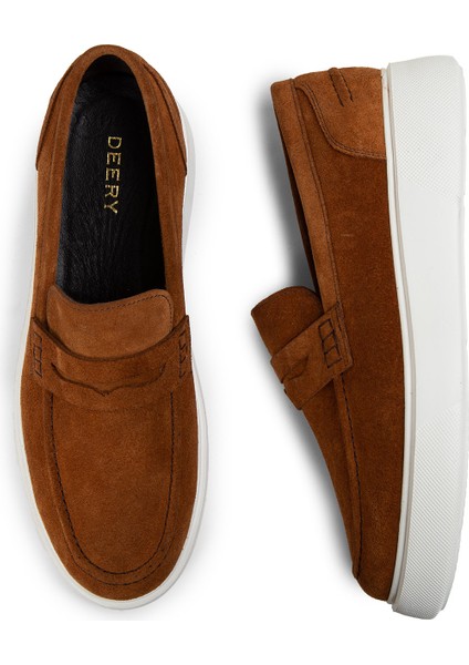 Süet Taba Rengi Erkek Loafer Ayakkabı - 01964Mtbae01 fırsatları