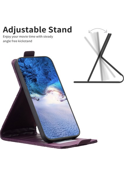 Iphone 13 Pro Telefon Kılıfı Için 6.1 Inç Dikey Flip Telefon Standı Kılıfı Pu Deri Kapak Kart Yuvaları-Dark Mor ile (Yurt Dışından)