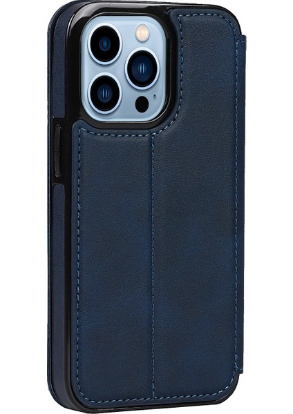 Iphone 13 Pro Telefon Kılıfı Pu Deri+Tpu Manyetik Otomatik Absorbed Stand Kılıfı Kart Tutucu 6.1 Inç-Mavi (Yurt Dışından) modelleri