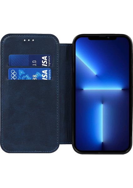 Iphone 13 Pro Telefon Kılıfı Pu Deri+Tpu Manyetik Otomatik Absorbed Stand Kılıfı Kart Tutucu 6.1 Inç-Mavi (Yurt Dışından) fırsatları