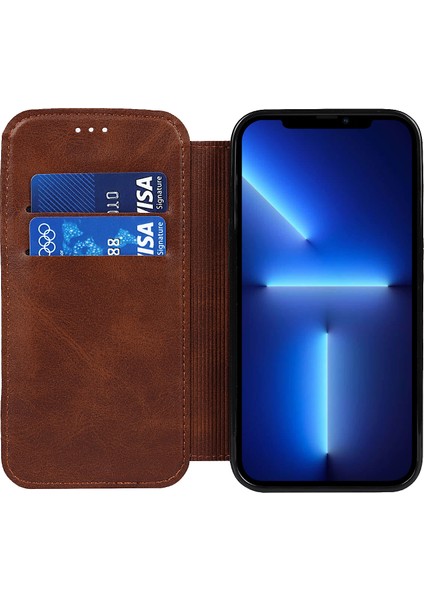 Iphone 13 Pro Telefon Kılıfı Pu Deri+Tpu Manyetik Otomatik Absorbed Stand Kılıfı Kart Tutucu 6.1 Inç-Kahverengi (Yurt Dışından) fırsatları