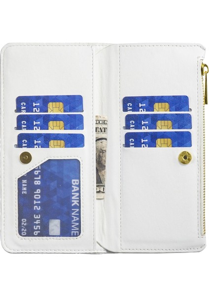 Iphone 13 Pro Telefon Vaka Cep Telefonu Kabuğu Için Baskılı Rhombus Desen Desen Anti Damdan Anti Basayolu Pe Pece Stand Pu Deri Cüzdan Kapak-Beyaz (Yurt Dışından)