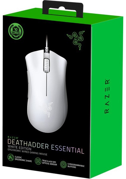 RZ01-03850200-R3M1 Deathadder Essential Optik Kablolu Beyaz Oyuncu Mouse