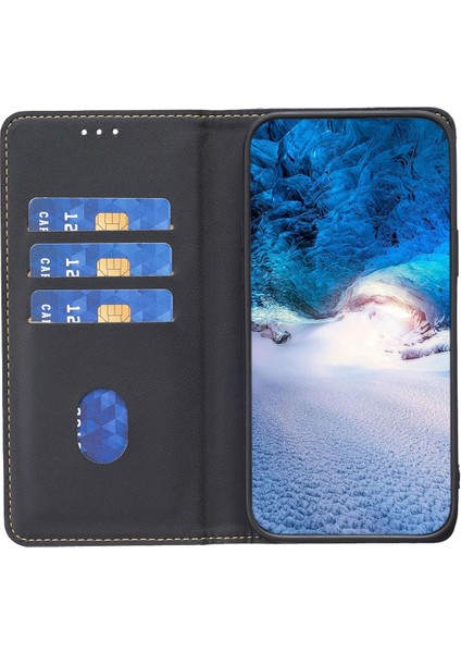 Iphone 13 Pro 6.1 Inç Pu Deri Telefon Kılıf Kart Yuvaları Katlama Stand Kapağı Black (Yurt Dışından)