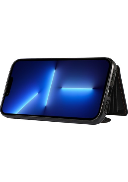 Iphone 13 Pro Telefon Kılıfı Için 6.1 Inç Kickstand Rfıd Engelleme Kart Torbası Kapak Black ile Kickstand Rfıd ile Tpu (Yurt Dışından)