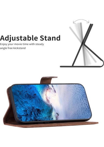 Iphone 13 Pro Telefon Kılıfı Pu Deri Kapak 6.1 Inç Cüzdan Stand Scratch-Post Baskı Desenli Flip Telefon Vaka-Brown (Yurt Dışından)