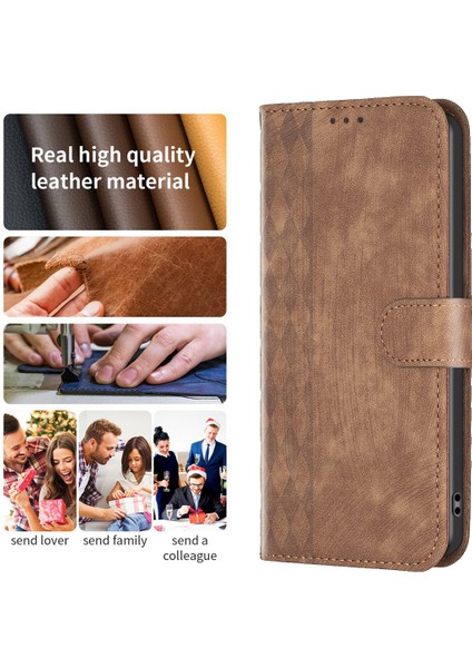 Iphone 13 Pro Telefon Kılıfı Pu Deri Kapak 6.1 Inç Cüzdan Stand Scratch-Post Baskı Desenli Flip Telefon Vaka-Brown (Yurt Dışından)