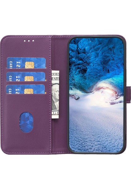 Iphone 13 Pro Telefon Kılıfı Önleme Önleme Önleyici Cüzdan Deri Deri Stand Manyetik Kapanış Telefon Vaka-Dark Mor (Yurt Dışından)