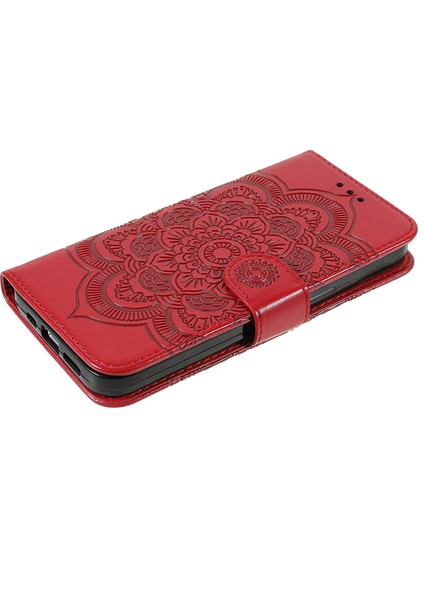 Iphone 13 Pro Telefon Kılıfı Için Mandala Çiçek Koruyucu Deri Kılıf Stand Cüzdanı 6.1 Inç-Kırmızı (Yurt Dışından) fırsatları