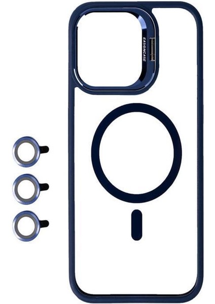iPhone 15 Pro Max Kılıf Magsafe Wireless Şarj Özellikli Standlı Magsafe Klon Lensli Kapak