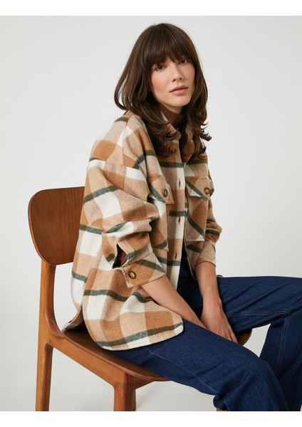 Şahika Ercümen x Koton - Cepli Düğmeli Oduncu Gömlek Ceket