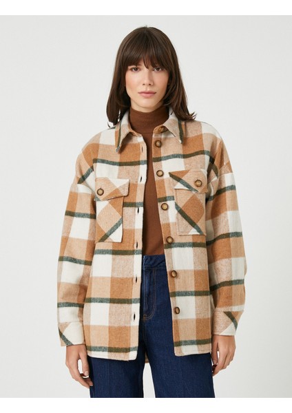 Şahika Ercümen x Koton - Cepli Düğmeli Oduncu Gömlek Ceket modelleri