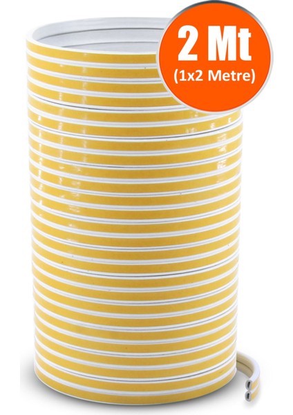 Kapı Pencere Bandı Fitili Yapışkanlı Soğuk Izolasyon Bant 1x2=2 Metre (Beyaz)