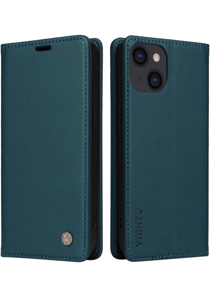 Iphone 13 Mini Telefon Kılıfı Için 5.4 Inç Kıvralı Pu Deri Cüzdan Kılıf Standı Manyetik Kapatma Koruyucu Telefon Kapak Yeşili (Yurt Dışından)