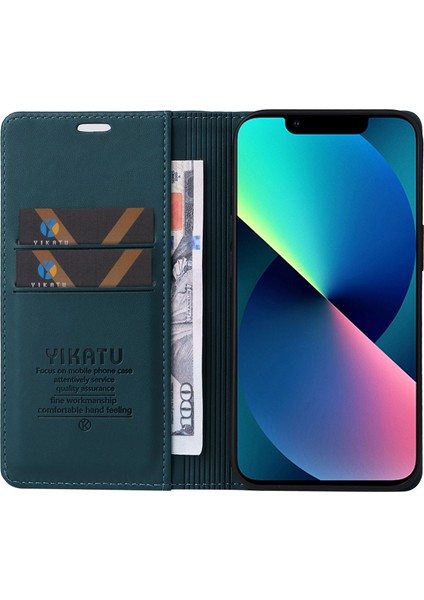 Iphone 13 Mini Telefon Kılıfı Için 5.4 Inç Kıvralı Pu Deri Cüzdan Kılıf Standı Manyetik Kapatma Koruyucu Telefon Kapak Yeşili (Yurt Dışından) modelleri