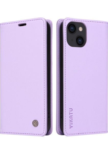Iphone 13 Mini Telefon Kılıfı Için 5.4 Inç Kıvralı Pu Deri Cüzdan Kılıf Standı Manyetik Kapatma Koruyucu Telefon Kapak Light Mor (Yurt Dışından)