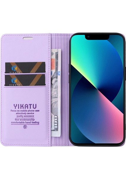 Iphone 13 Mini Telefon Kılıfı Için 5.4 Inç Kıvralı Pu Deri Cüzdan Kılıf Standı Manyetik Kapatma Koruyucu Telefon Kapak Light Mor (Yurt Dışından) modelleri