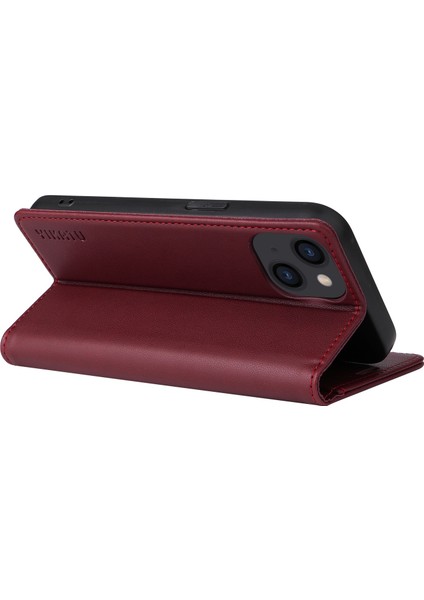 Iphone 13 Mini Telefon Kılıfı Için 5.4 Inç Shock Pu Deri Deri Cüzdan Kılıfı Stand Manyetik Kapatma Koruyucu Telefon Kapak-Kırmızı (Yurt Dışından) fırsatları