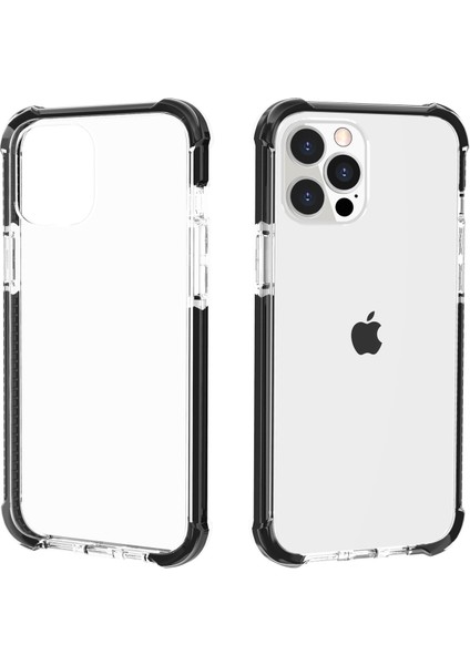 Şeffaf Akrilik Kalınlaşmış Dört Köşe, iPhone 13 Pro 6.1 Inç-Siyah Için Şok Geçirmez Telefon Kasasını Temizleyin (Yurt Dışından)