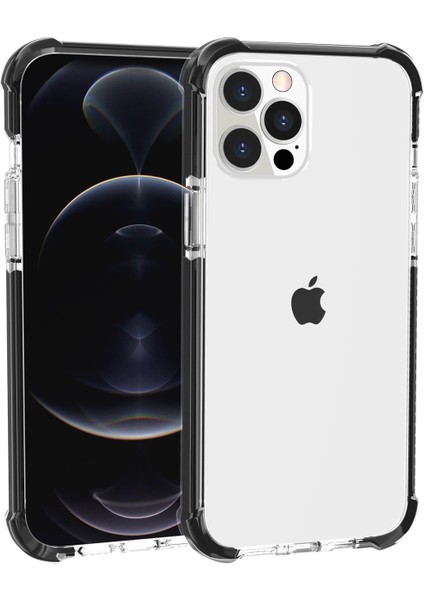 Şeffaf Akrilik Kalınlaşmış Dört Köşe, iPhone 13 Pro 6.1 Inç-Siyah Için Şok Geçirmez Telefon Kasasını Temizleyin (Yurt Dışından)