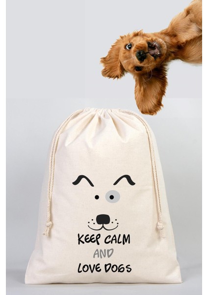 Köpek Eşya ve Mama Düzenleyici Torba - Organizer Keep Calm And Love Dogs Baskılı