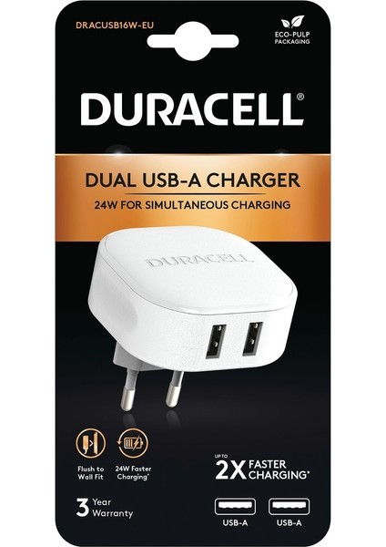 24W Telefon / Tablet Şarj Başlığı 2xusb 2X5V/2.4A - Beyaz