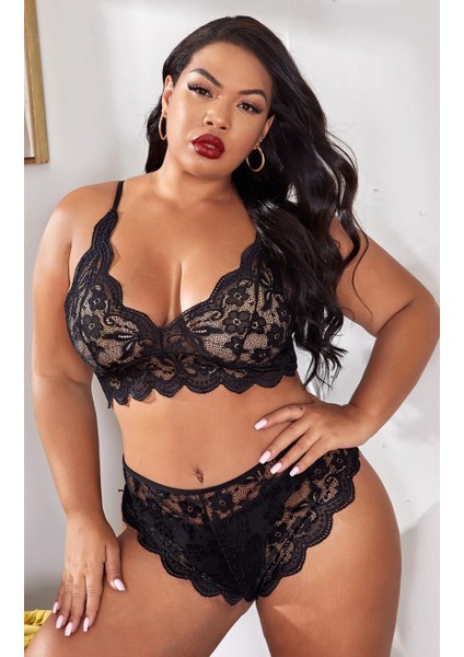 Kadın Dantel Battal Boy Iç Çamaşır Takımı - Büyük Beden Sütyen ve Külot Takımı - 6100 fiyatları