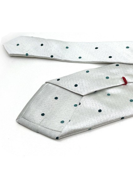 Turcata Style Gri Puantiye Desen Italyan Ipek Kravat İK1415
