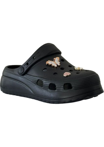 E428 Siyah Kadın Hastane Sabo Terlik Sandalet