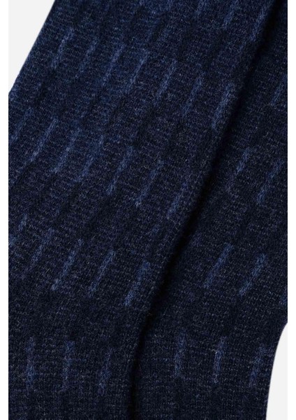 Erkek Lambswool (Koyun Yünü) Tekli Lacivert Soket Çorap - A-25096-L