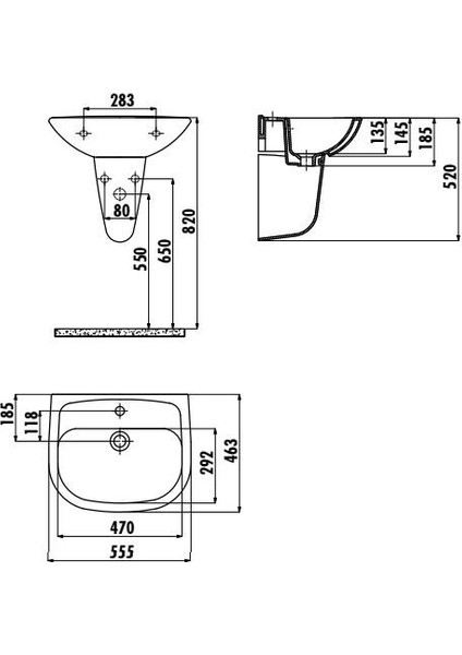 Pitta 45X55 cm Duvara Monte Lavabo PA055.00 modelleri