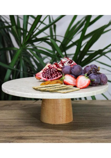 Ayaklı Yuvarlak Mermer Sunum Tahtası Beyaz 27 cm fiyatları