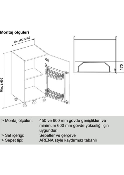 Kesseböhmer Tezgah Altı Kapak Kileri Krom Parlak 45CM indirimleri