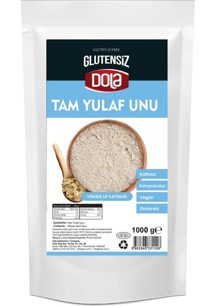 Glutensiz Tam Yulaf Unu 1 kg