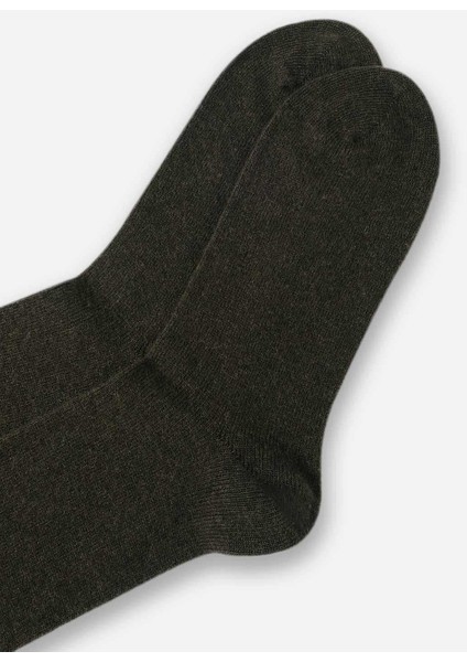 Erkek Lambswool (Koyun Yünü) Tekli Haki Soket Çorap - A-25070-H