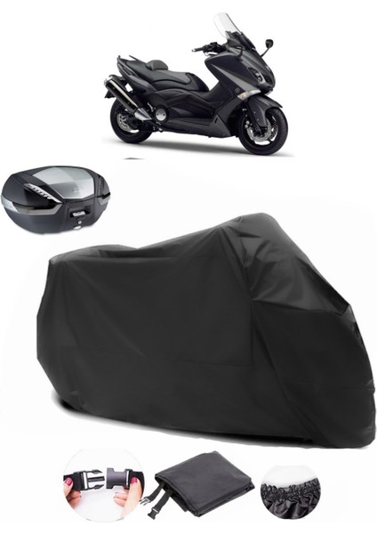 Yamaha Tmax 530 Siyah Arka Çanta Uyumlu Motosiklet Branda Su Geçirmez Dayanıklı Kumaş