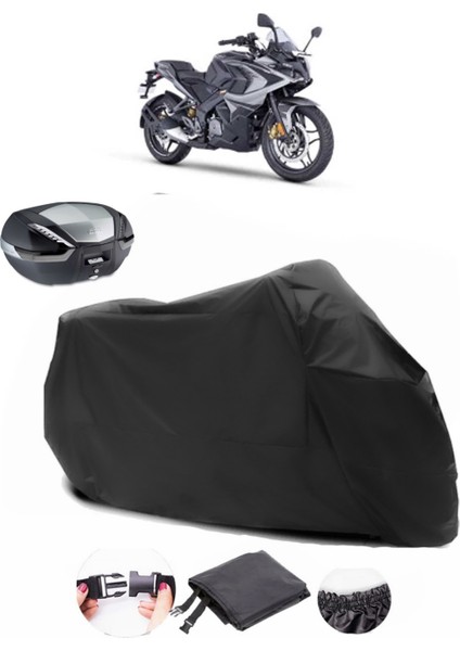 Bajaj Pulsar Rs 200 Siyah Arka Çanta Uyumlu Motosiklet Branda Su Geçirmez Dayanıklı Kumaş